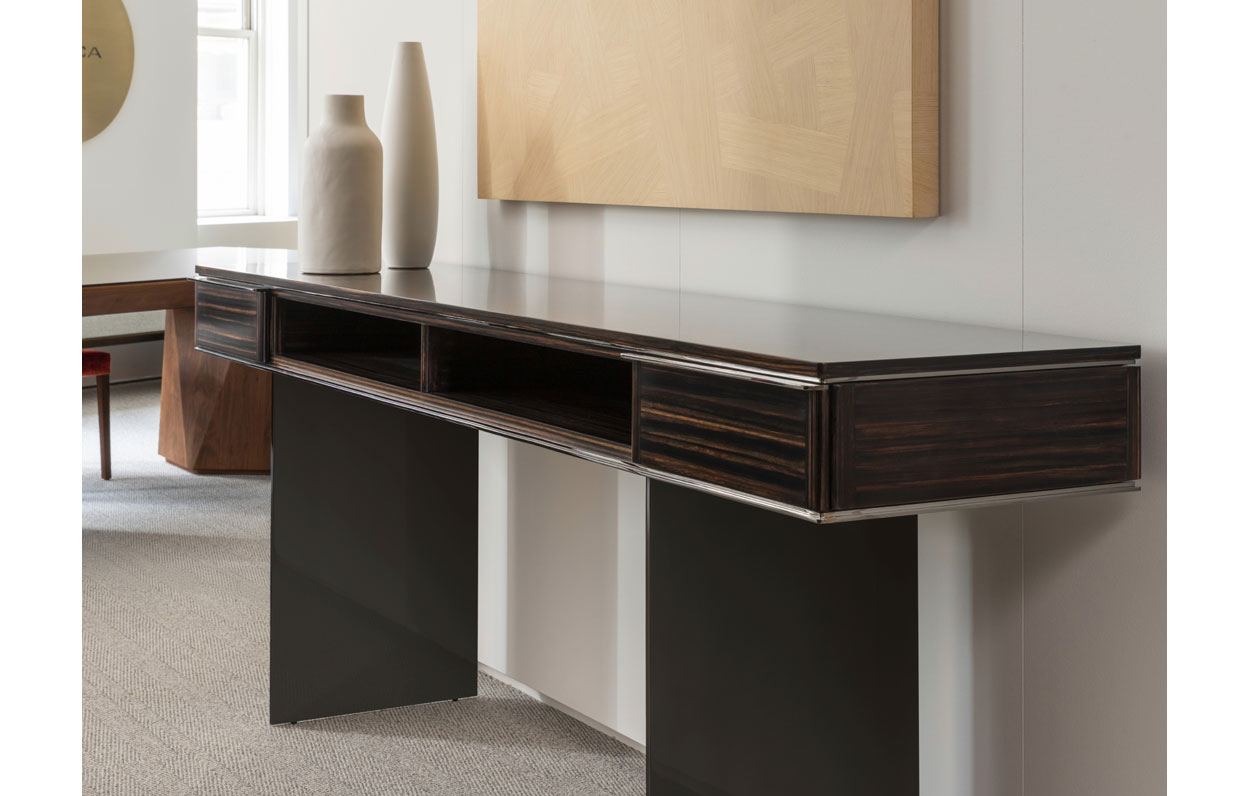Autodromo Console Table #130 Smoke Ebony + #317 Mirror Black Polished 2