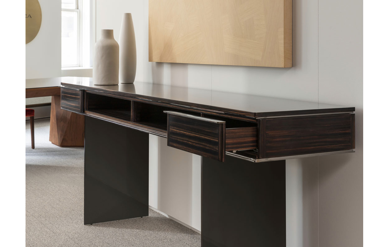 Autodromo Console Table #130 Smoke Ebony + #317 Mirror Black Polished 3