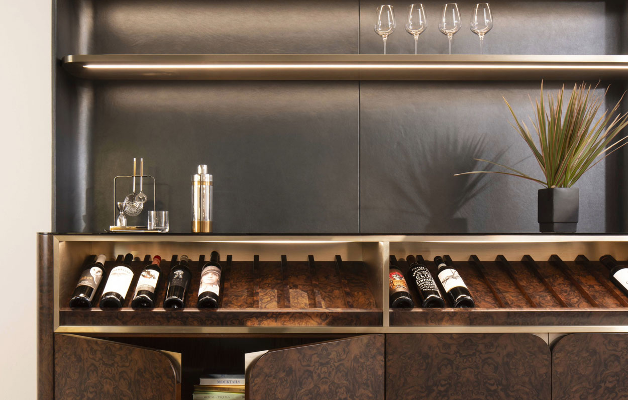Cloak Bar #172 Walnut Burl + #318 Champagne Stainless Steel 3
