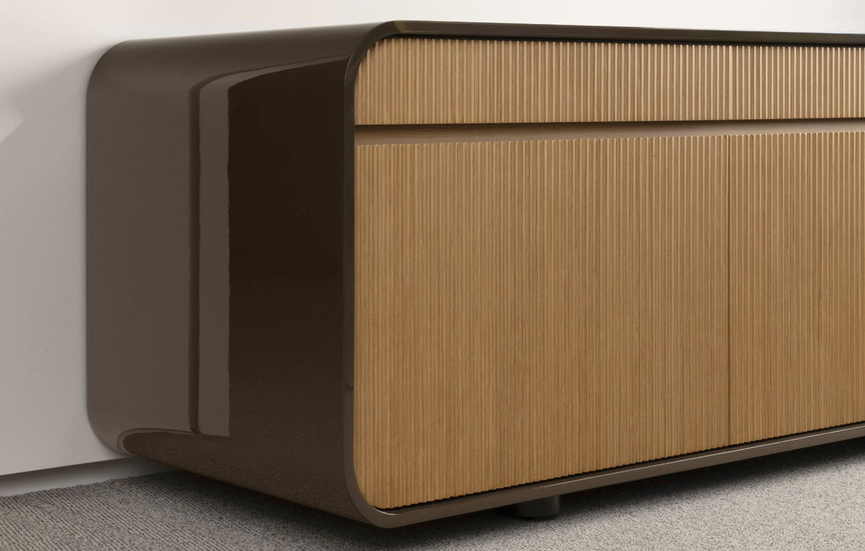 Compass Credenza #513 EV Qtr Cut Oak + #008 Warm Dark Gray 1