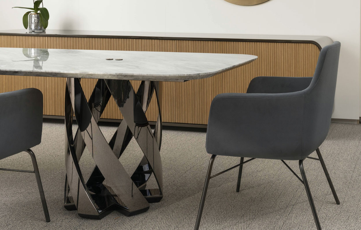 Ribbon Confernce Table #317 Polished Mirror Black + COS 2