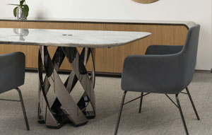 Ribbon Confernce Table #317 Polished Mirror Black + COS 2 - thumb