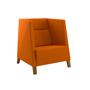 Caid Mid Back Lounge Chair Wood Leg