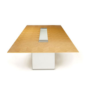 Dialogue™ Conference Rectangular Table with Frosted Mirror Panel - thumb