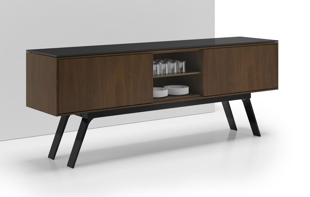 Gait™ Credenza with 2 Concealed Drawers Center Open Shelf