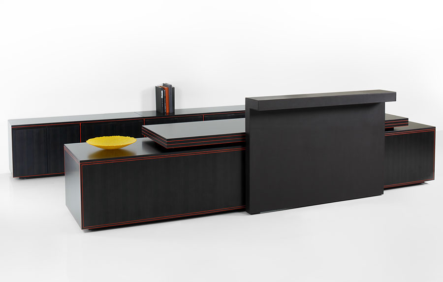 GL™ Casegoods Credenzas and Reception Desk with Reception Bridge
