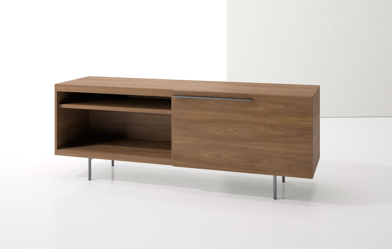 Index R™ Credenza Metal Legs with Large Drawer and Open Shelf