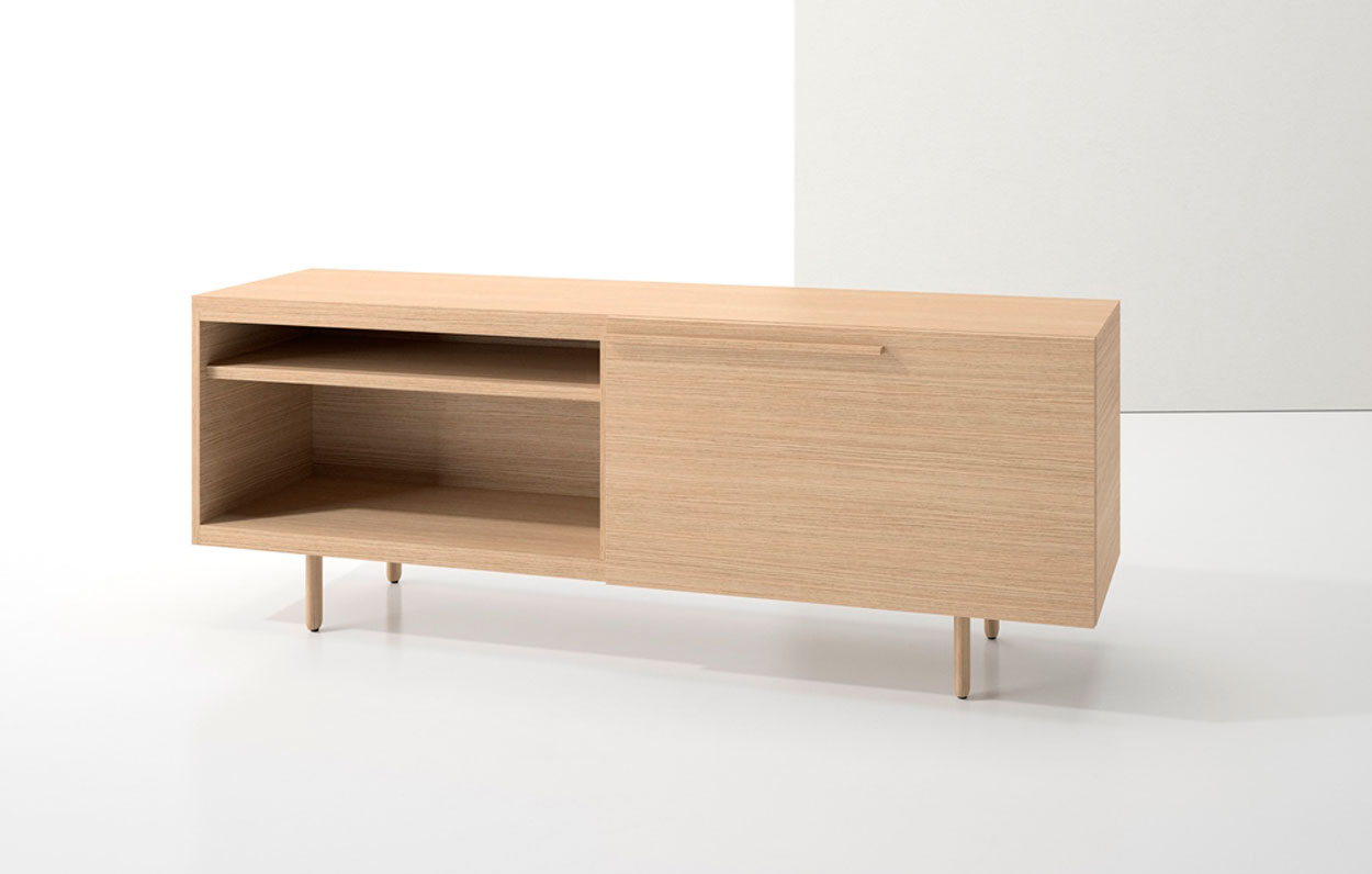 Index R™ Credenza Wood Legs with Large Drawer and Open Shelf