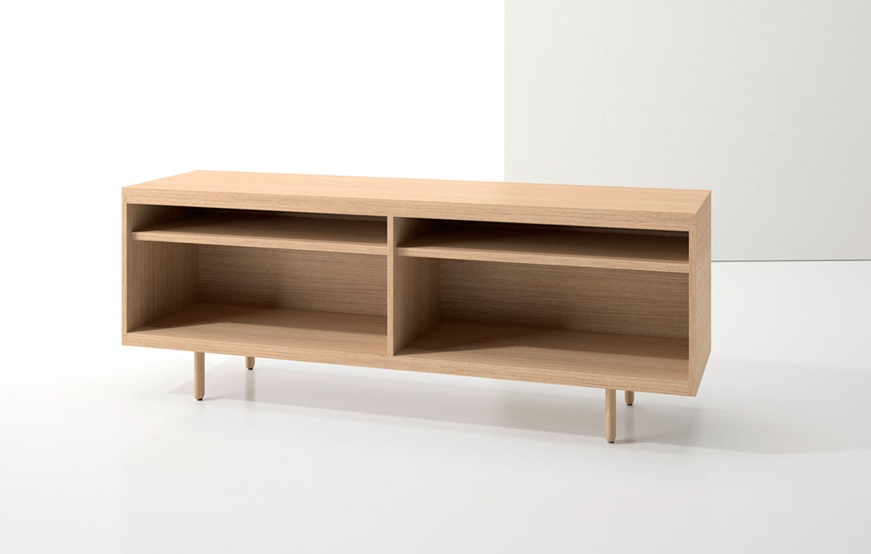 Index R™ Credenza Wood Legs with Two Open Shelves