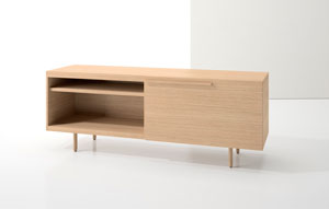 Index R™ Credenza Wood Legs with Large Drawer and Open Shelf - thumb